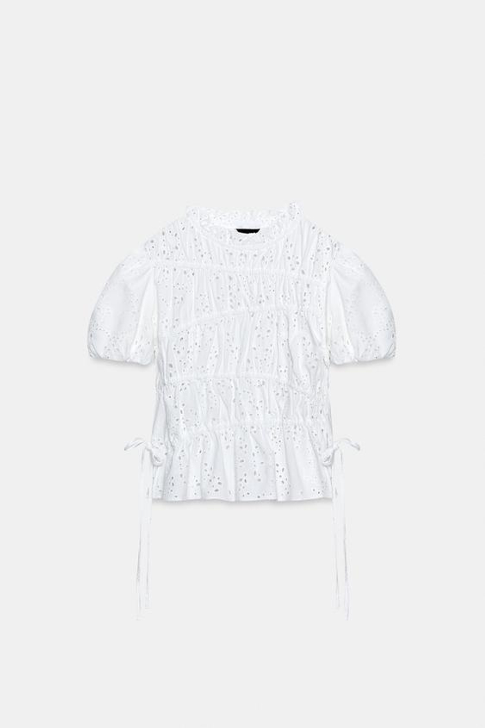 ZARA ТОП С ВЫШИВКОЙ И ПЕРФОРАЦИЕЙ, БЕЛЫЙ