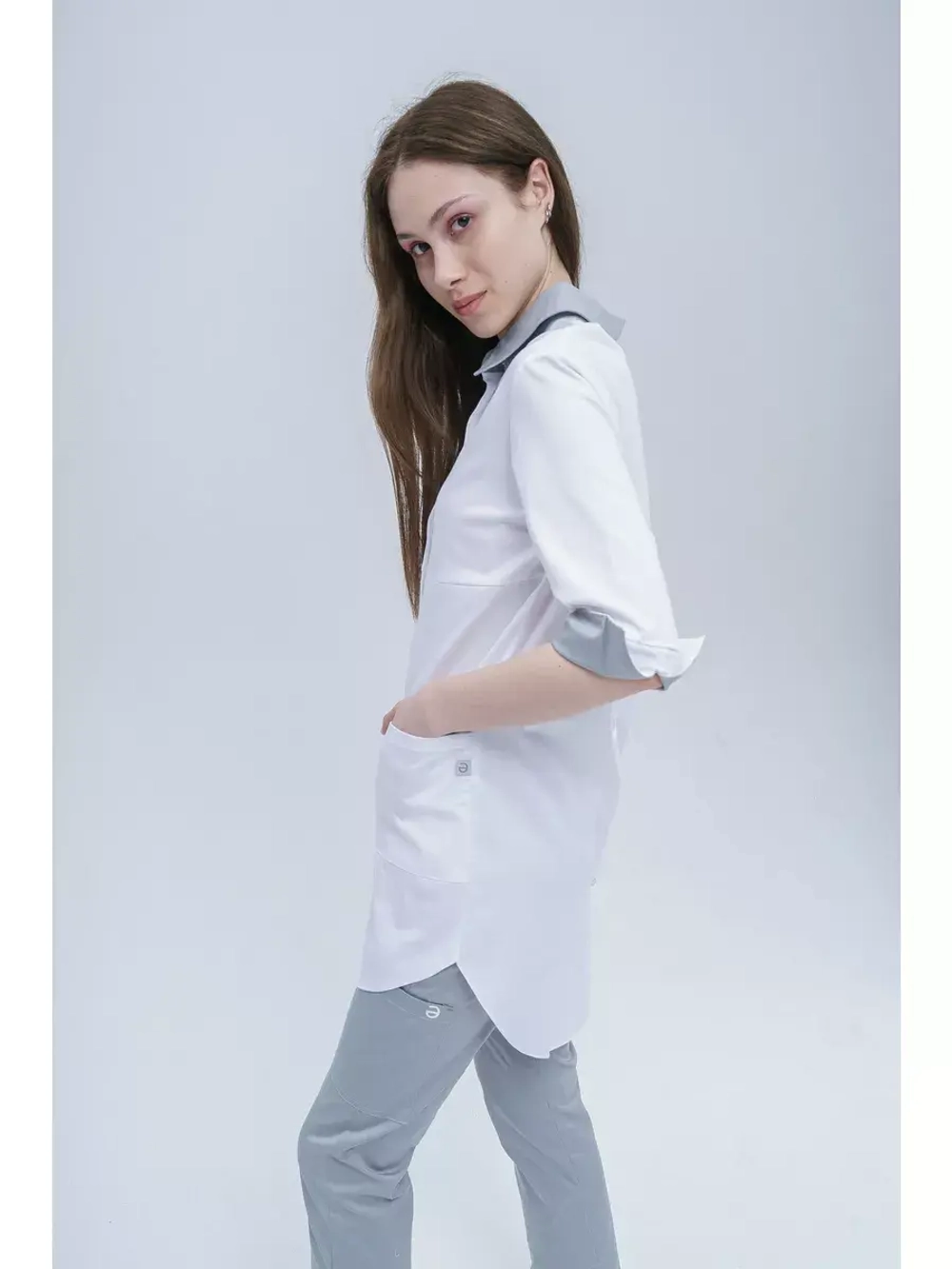 Рубашка медицинская женская на кнопках TZ450