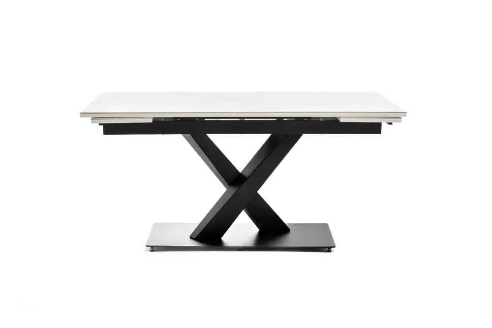 "Юпитер" стол интерьерный раздвижной обеденный из керамики, цвет белый глянцевый