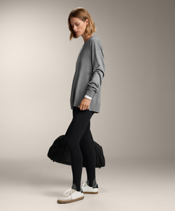 Oysho Вязаный джемпер с круглым вырезом с кашемиром, серый меланж