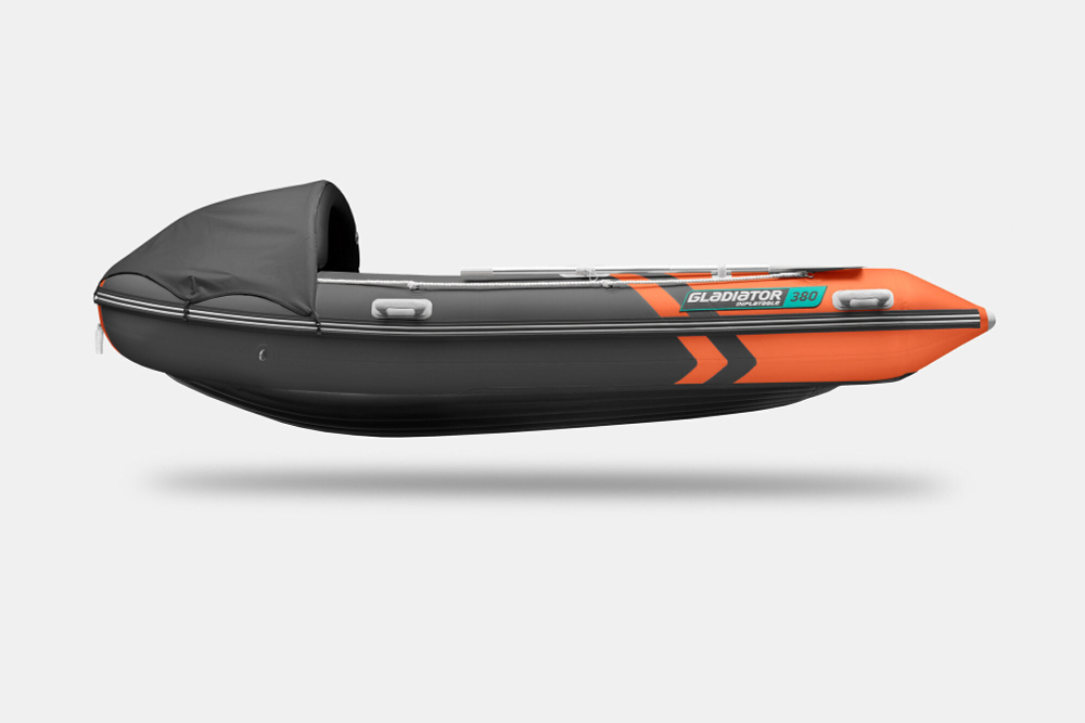 Надувная лодка GLADIATOR E380PRO оранжево-темносерый