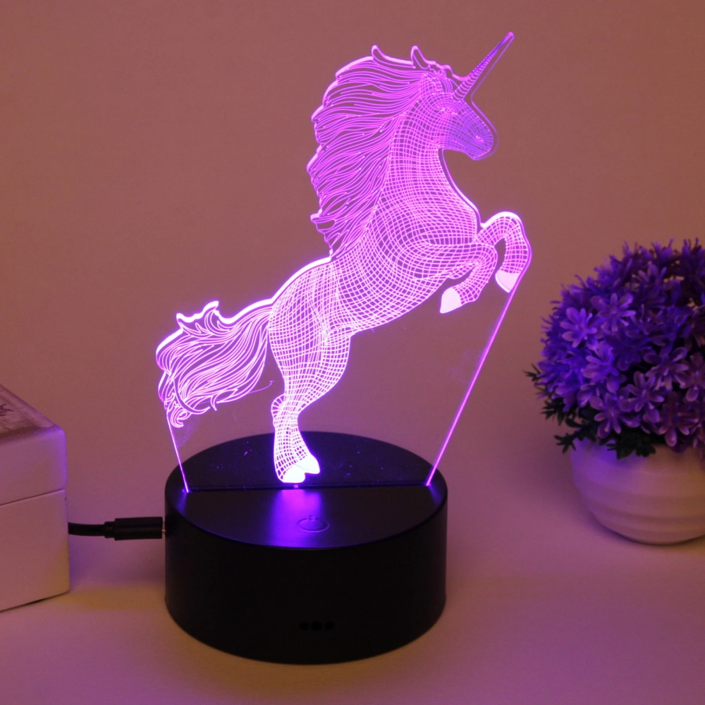 Светильник ночник «3D-Волшебный Единорог» на пластиковой подставке, с включателем USB