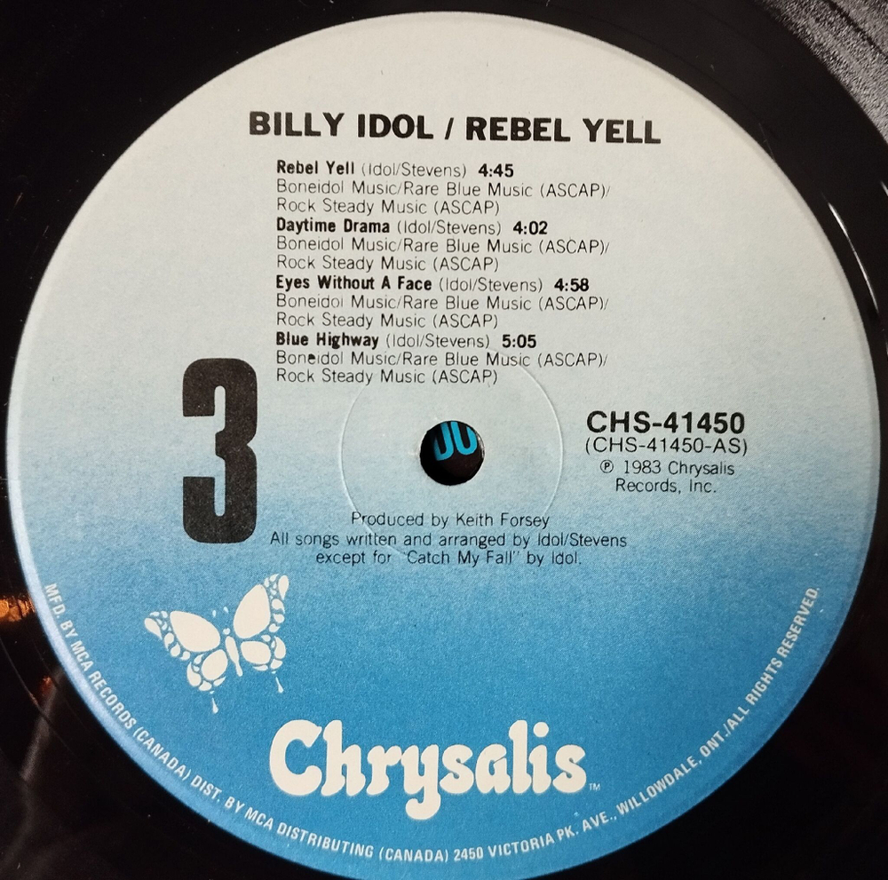 Винтажная виниловая пластинка LP Billy Idol Rebel Yell (Canada 1983)