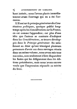 Considérations Sur La France. Nouvelle édition la seule revue et corrigée par l'auteur; suivie De l'essai sur le principe générateur des constitutions politiques et des autres institutions humaines | Joseph Marie Maistre