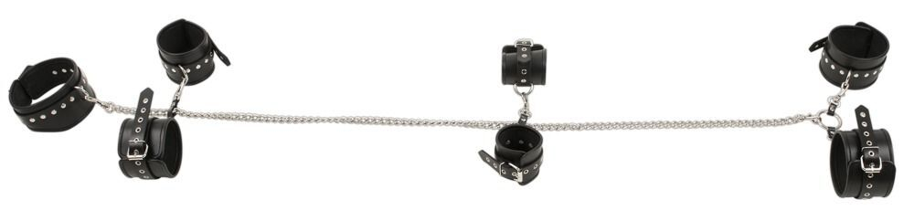 Черный бондажный комплект с цепями (Цвет: черный)