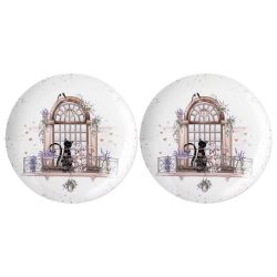 НАБОР ТАРЕЛОК ОБЕДЕННЫХ LEFARD "ЛАВАНДОВЫЕ КОТЫ" 2 ШТ. 25,5*2,5 СМ (КОР=12НАБ.)