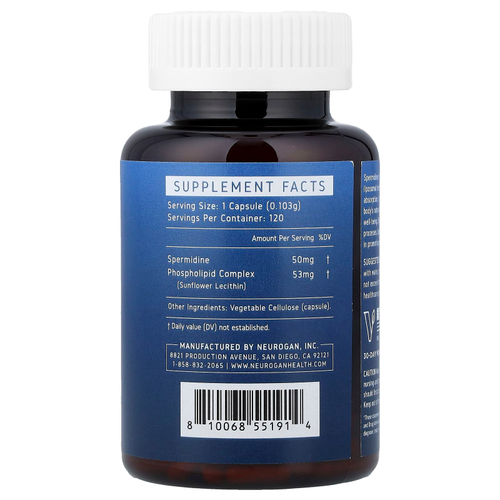 Neurogan Health, Pro+, спермидин, 120 капсул, 18,16 г (0,6 унции)