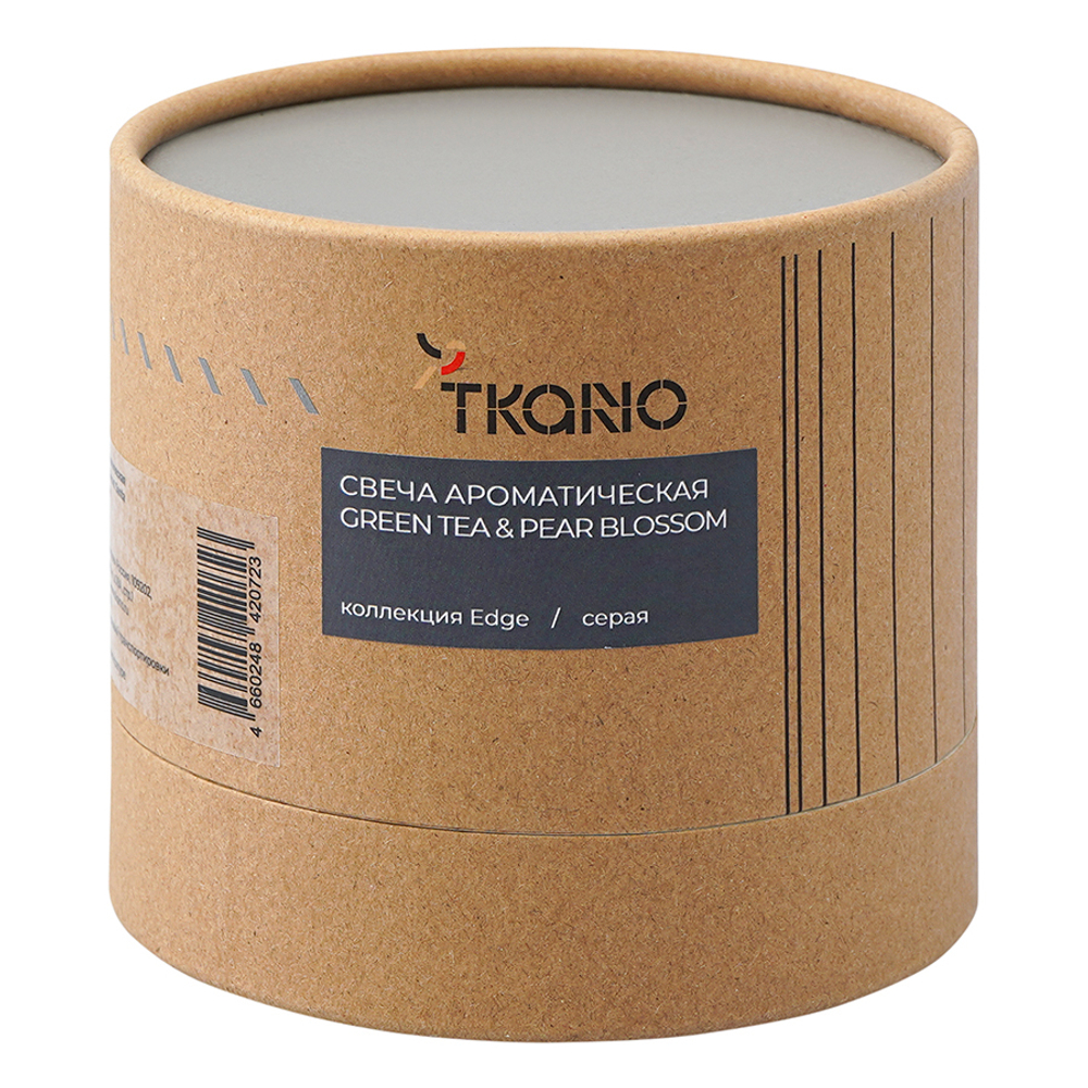 Свеча ароматическая с деревянным фитилём green tea & pear blossom из коллекции edge, серый, 60 ч