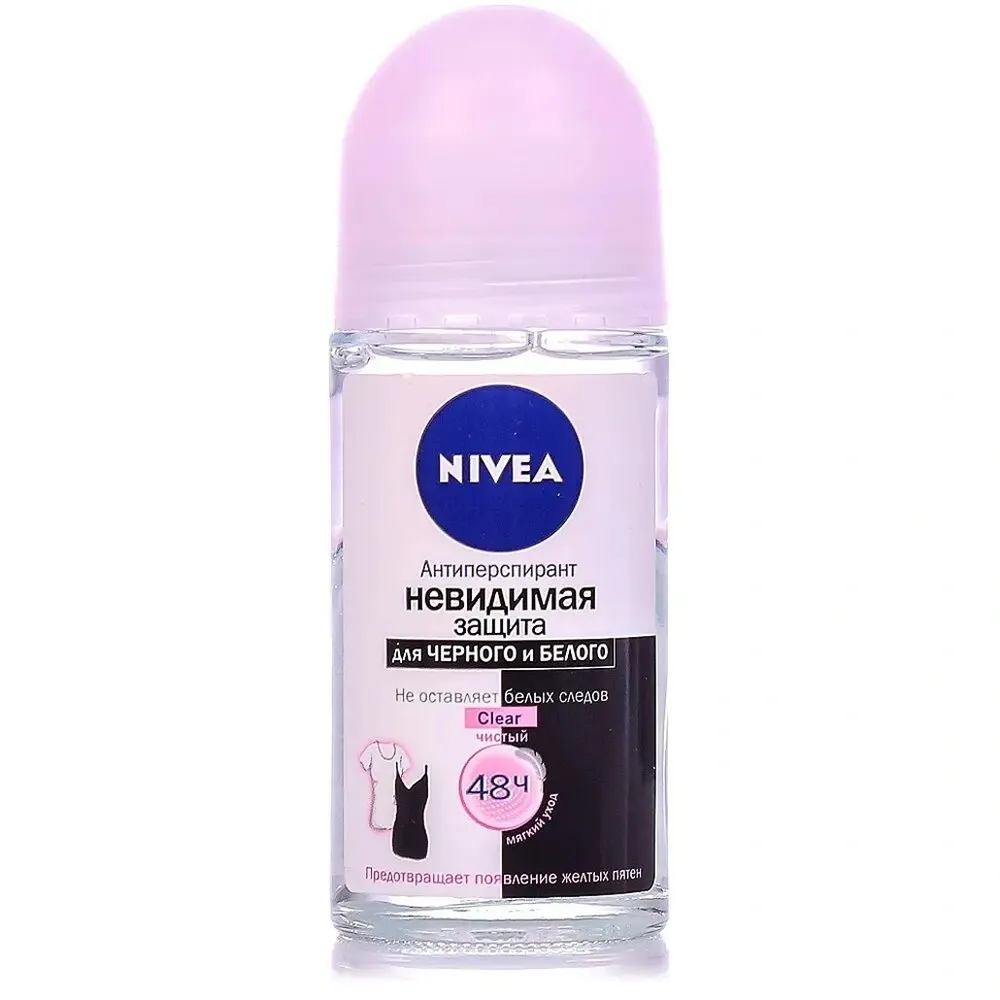 Дезодорант NIVEA шарик женский Невидимая защита для черного и белого Clear 50мл