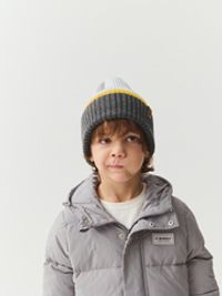 Шапка тыква из смесовой шерсти однослойная Колор блок "Серебро"