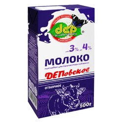 Молоко Деп Отборное от 3% до 4% 500 гр