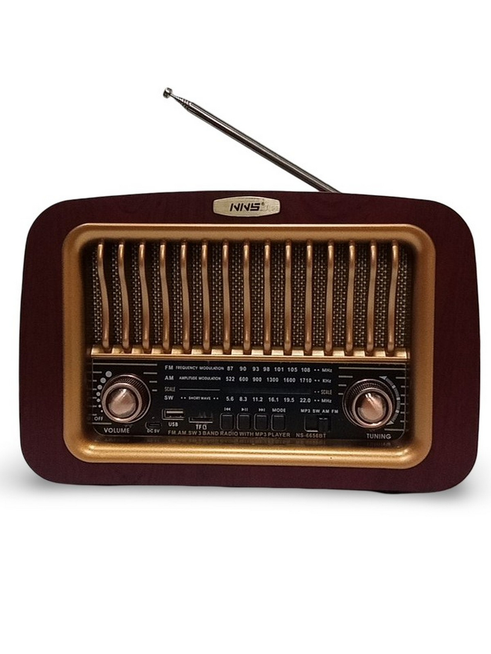 Радиоприемник в ретро стиле+MP3 плеер, Bluetooth TWS NS-6656BT