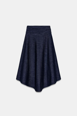 ZARA ЮБКА Z1975 МИДИ АСИММЕТРИЧНОГО КРОЯ, СИНИЙ