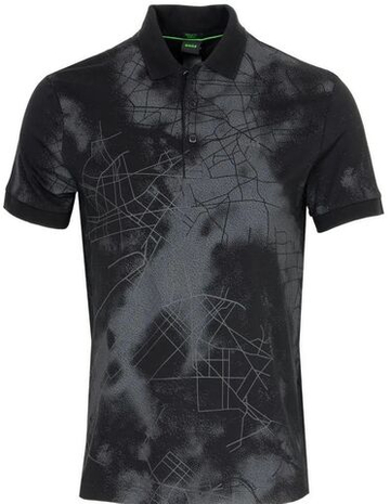 Мужское теннисное поло BOSS Cotton-Blend with Decorative Reflective Print - черный