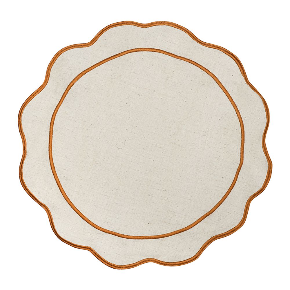 Салфетка под приборы Anemone из коллекции Trendy Ruffles, Ø38 см, карри