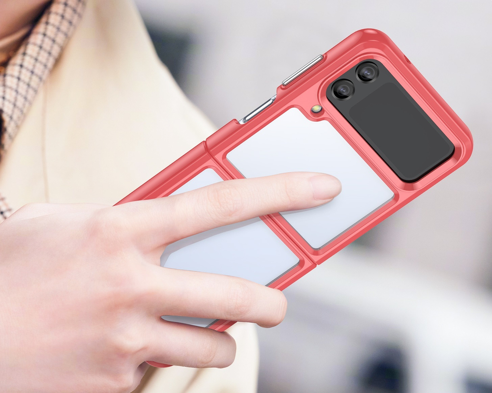 Усиленный защитный чехол для Samsung Galaxy Z Flip3, мягкий отклик кнопок, боковые рамки красного цвета