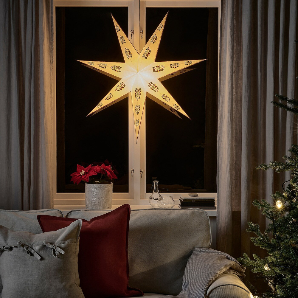 Новогоднее украшение (звезда) Födelse, 90 см, белый/с рисунком, бумага