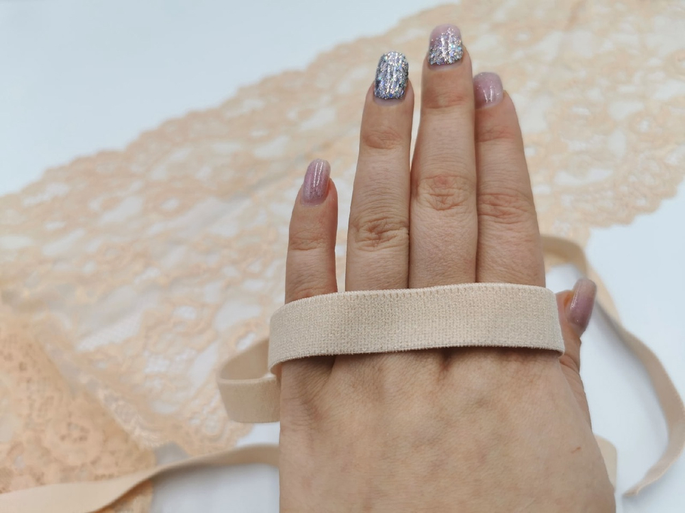 Отделочная резинка без фестонов, 15 мм, бежевый, (Арт: OTR530/15-126), м