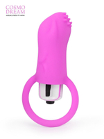 Розовый вибромассажер с рельефной поверхностью и петелькой (Цвет: розовый)