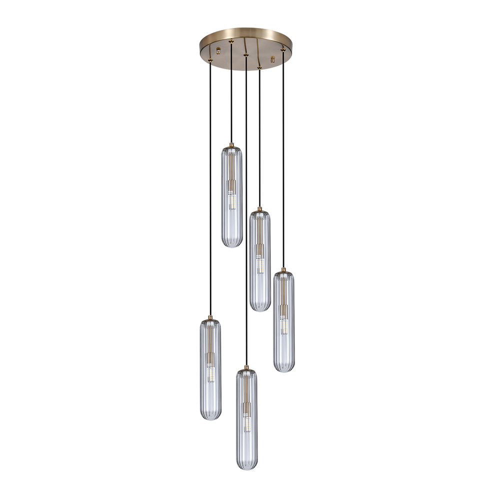 Светильник подвесной 5х5Вт G9, металл/стекло, бронза/прозрачный