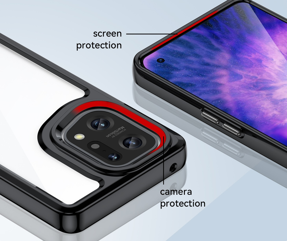Усиленный защитный чехол с черными рамками для смартфона OPPO Find X5 Pro, увеличенные защитные свойства