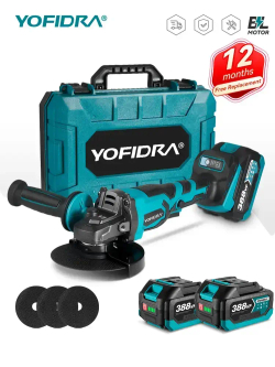 Болгарка аккумуляторная бесщеточная, УШМ, 125 / шлифмашина/ 1500 Вт, 2 аккумулятора 18-21 В 4 А*ч