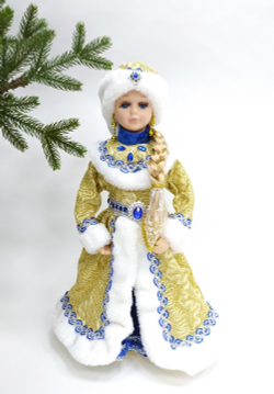 Снегурочка в синей с золотом шубе и шапке 40см Triumph Nord