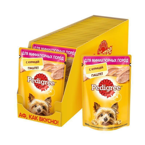 Влажный корм Pedigree для собак миниатюрных пород, паштет с курицей, 24 шт x 80 г