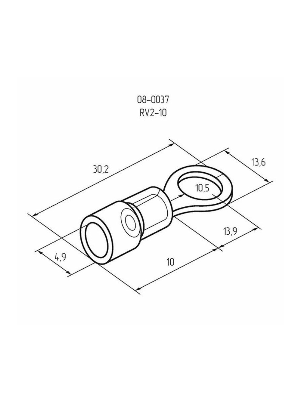 Наконечник кольцевой изолированный (НКИ d10.5мм) 1.5-2.5кв.мм (VR2-10) REXANT 08-0037
