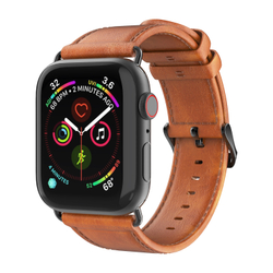 Ремешок из натуральной кожи коричневого цвета от Dux Ducis для смарт часов Apple Watch 42, 44, 45, 46, 49мм, серия Business Series