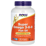 NOW Foods, Super Omega 3-6-9, добавка с омега-3-6-9, 180 капсул