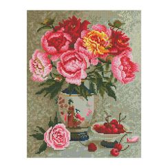 Almaz qaşlarla mozaika \ Алмазная мозаика \ Diamond painting  ТРИ СОВЫ "Пионы и вишня", 30*40см