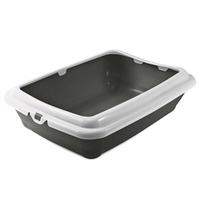 Туалет для кошек прямоугольный с бортом "Штиль", серый/светло-серый, 455*350*125мм