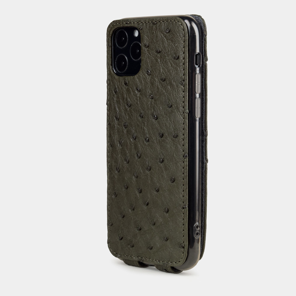 Чехол для iPhone 11 Pro из натуральной кожи страуса, цвета зеленого