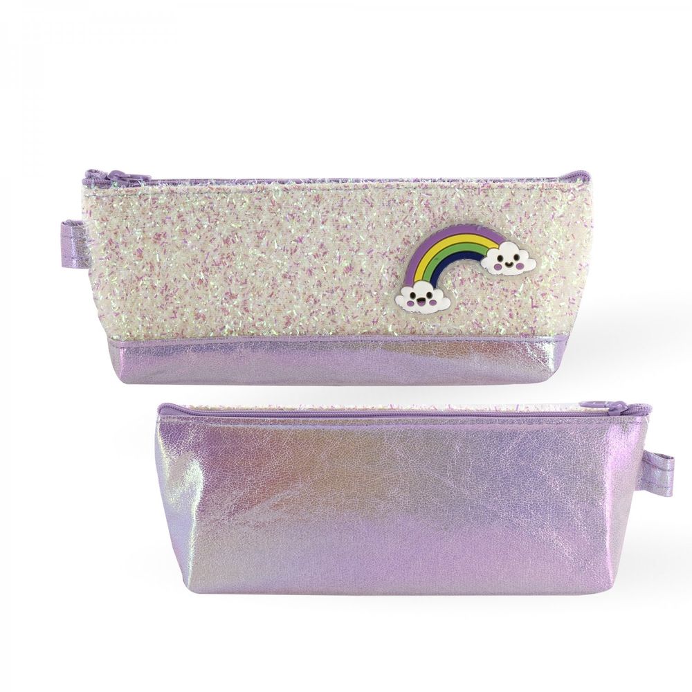 Пенал - косметичка Alingar, ПВХ-голографика, молния, 90 х 220 мм, "Rainbow", светло-сереневый (радуга)