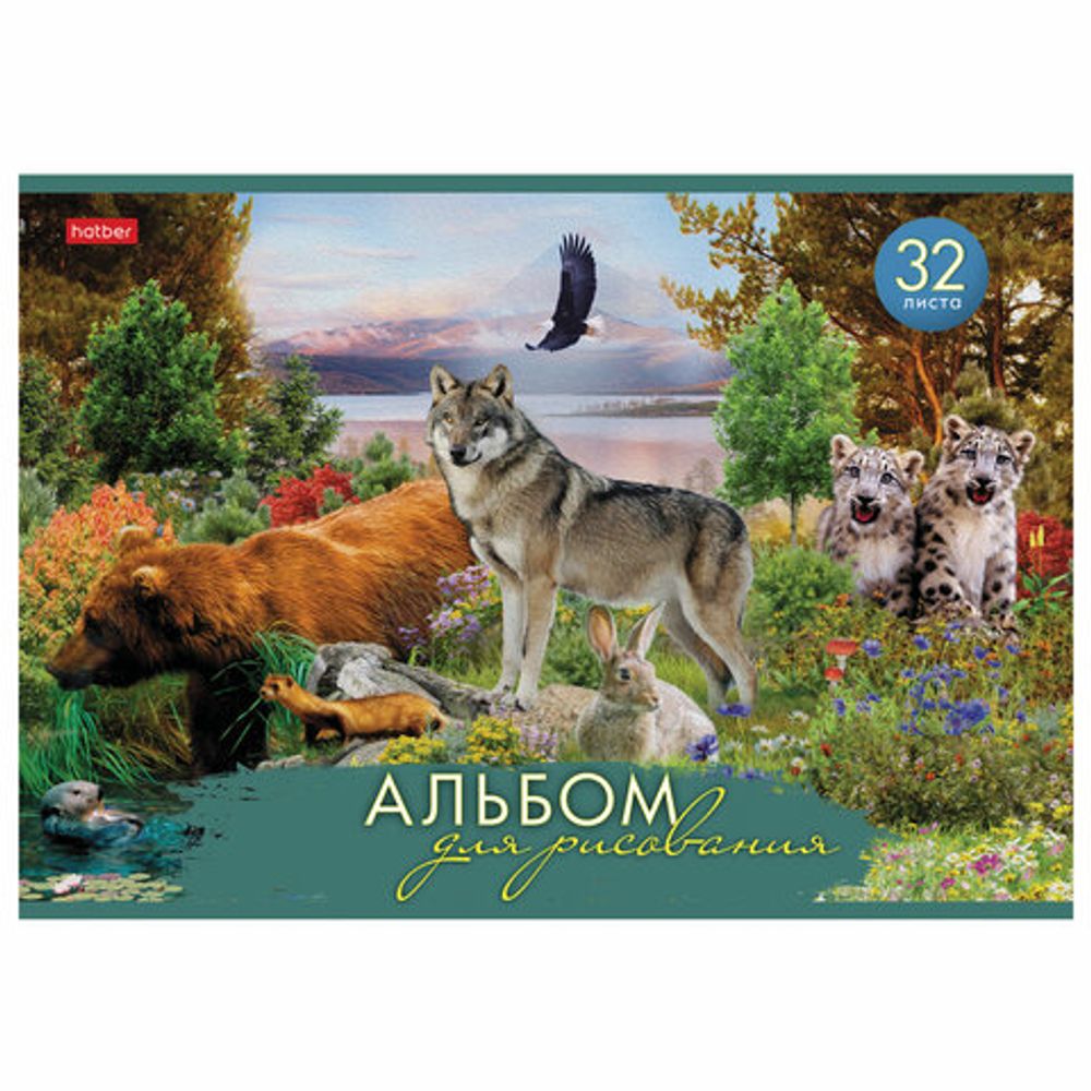 Альбом для рисования А4 32 л., скоба, обложка картон, HATBER, 205х290 мм, "Давай дружить", 32А4В