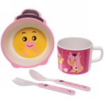 Набор детской посуды из бамбука 5 предметов «Весёлый динозаврик»