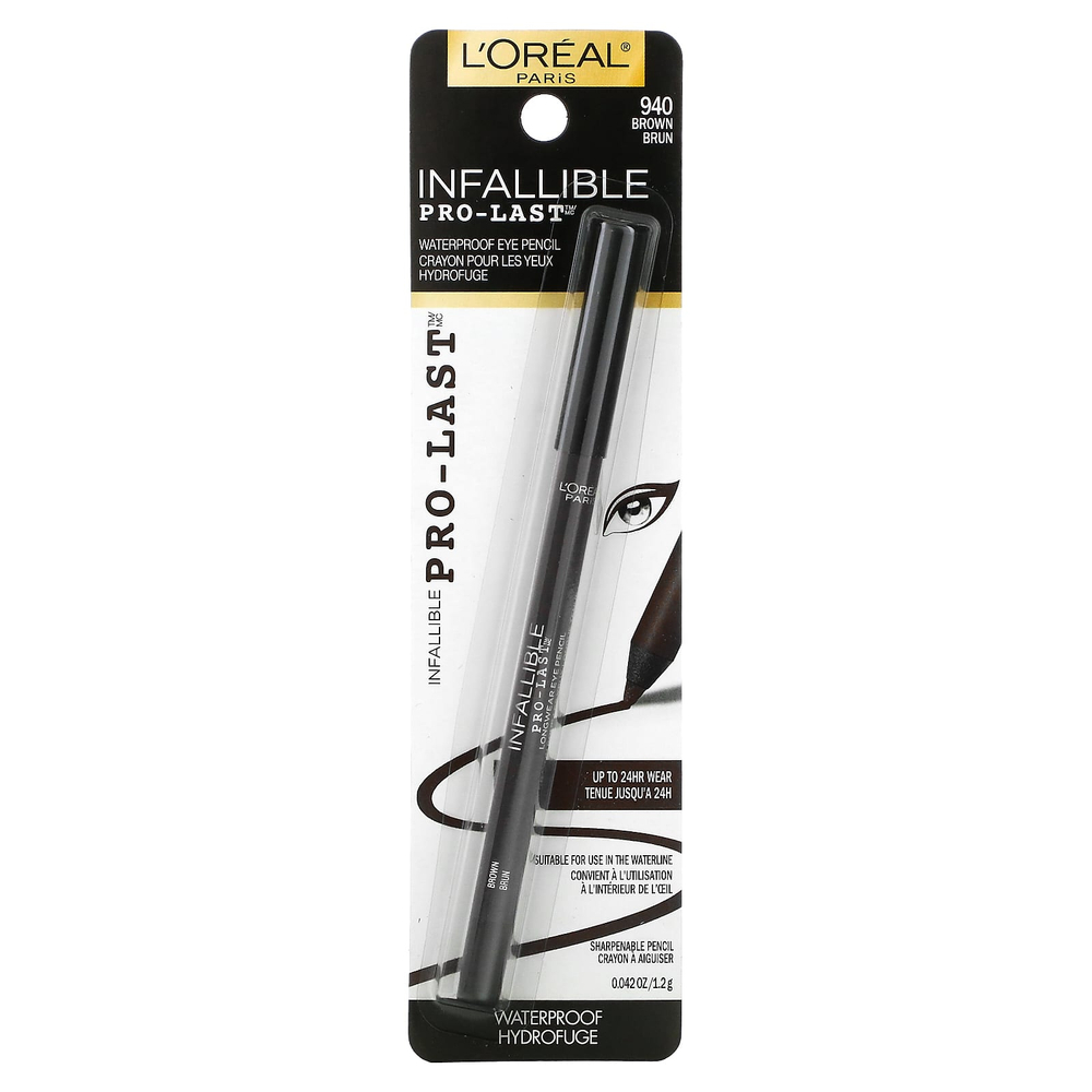 L'Oréal, Infallitive Pro-Last™, водостойкий карандаш для глаз, оттенок 940 коричневый, 1,2 г (0,042 жидк. унции)