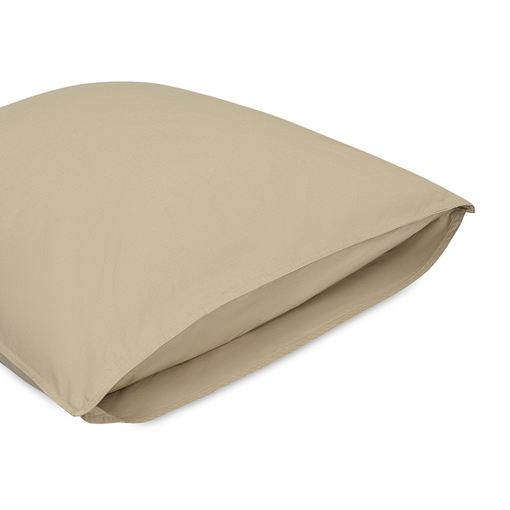 Набор наволочек из стираного перкаля бежево-серого цвета из коллекции essential, 70х70 см