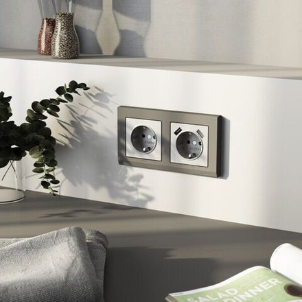 Рамка на 2 поста Stark (графит матовый)