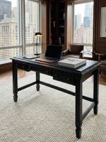 Стол письменный, 140х65х84, Джоли, компьютерный, с ящиками, массив березы, черный, MAKOSA