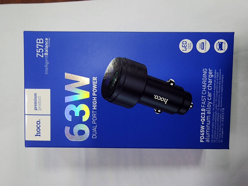 АЗУ HOCO Z57B Glorious 63W dual-port  Metal gray