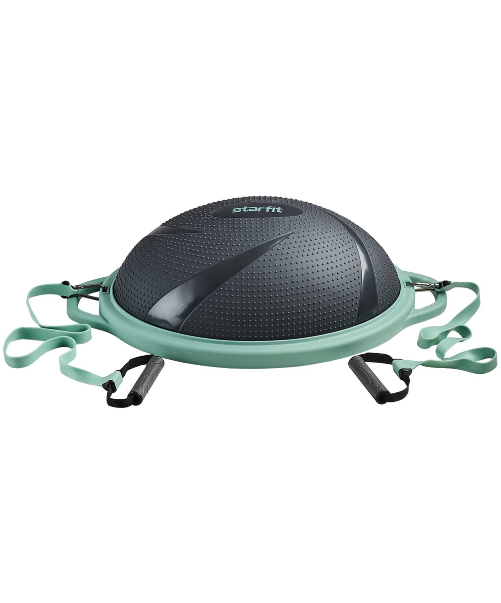 БЕЗ УПАКОВКИ Полусфера "BOSU" GB-503 с эспандерами, с насосом, серый/зеленый