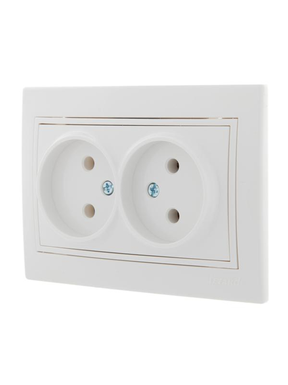 Розетка 2-м СП Mira 16А IP20 без заземл. с бел. вставкой керамика бел. LEZARD 701-0202-128