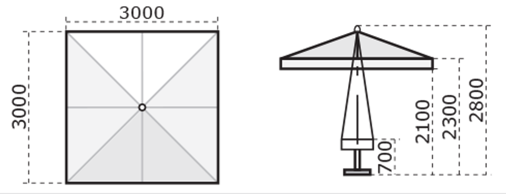 Зонт профессиональный 3х3 м Scolaro Rimini Standard, белый, серо-коричневый