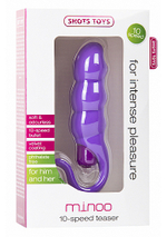 Фиолетовый вибратор со стимуляцией клитора Minoo - 18 см. (Цвет: фиолетовый)