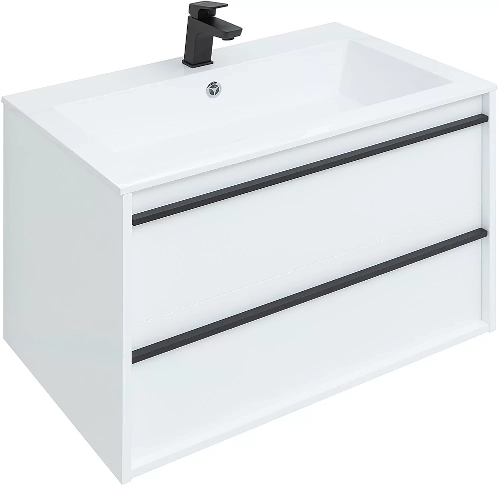 Тумба с раковиной Aquanet Lino 80 белая матовая