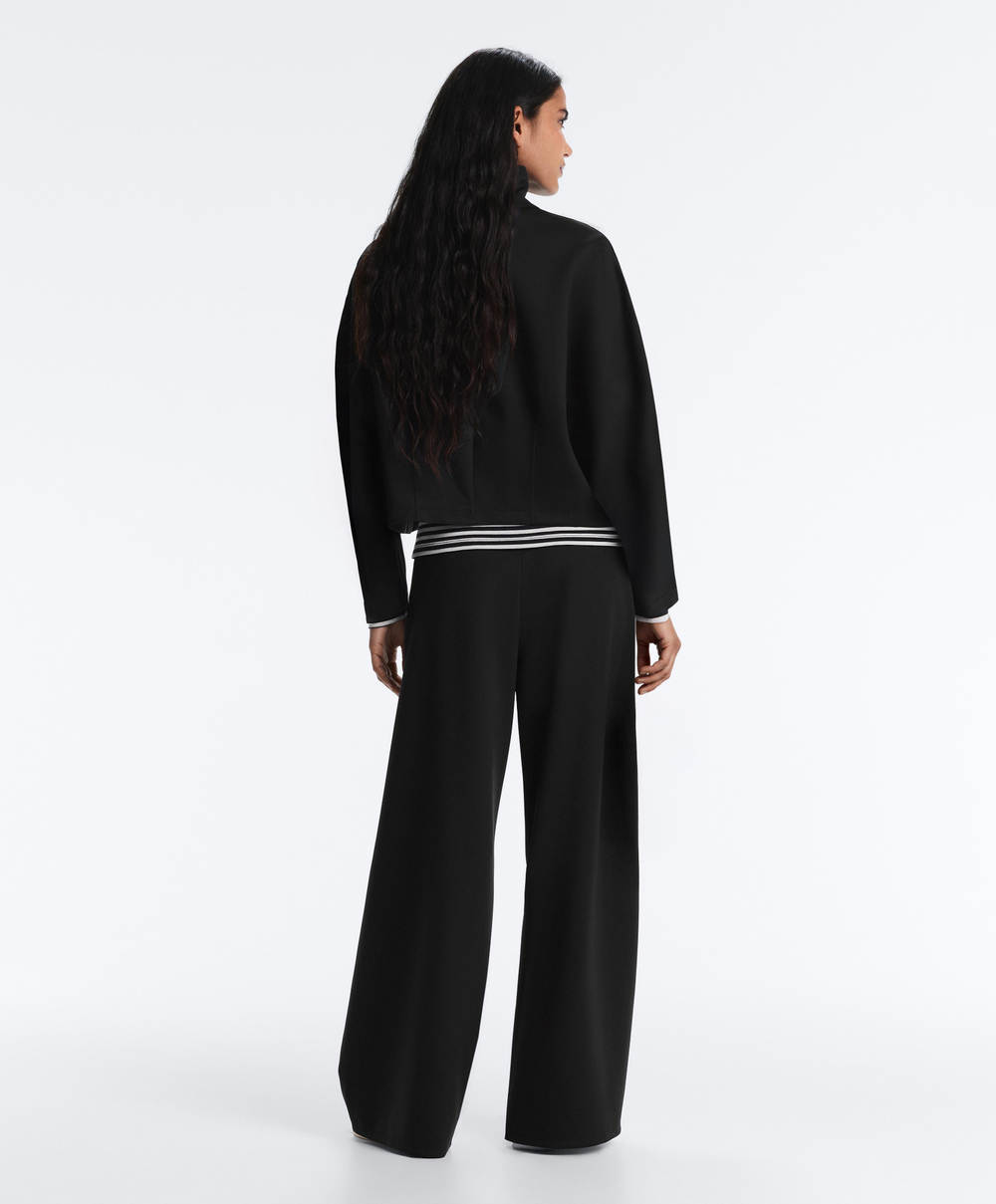 OYSHO Брюки с высокой посадкой и широкими штанинами с эффектом неопрена, черный