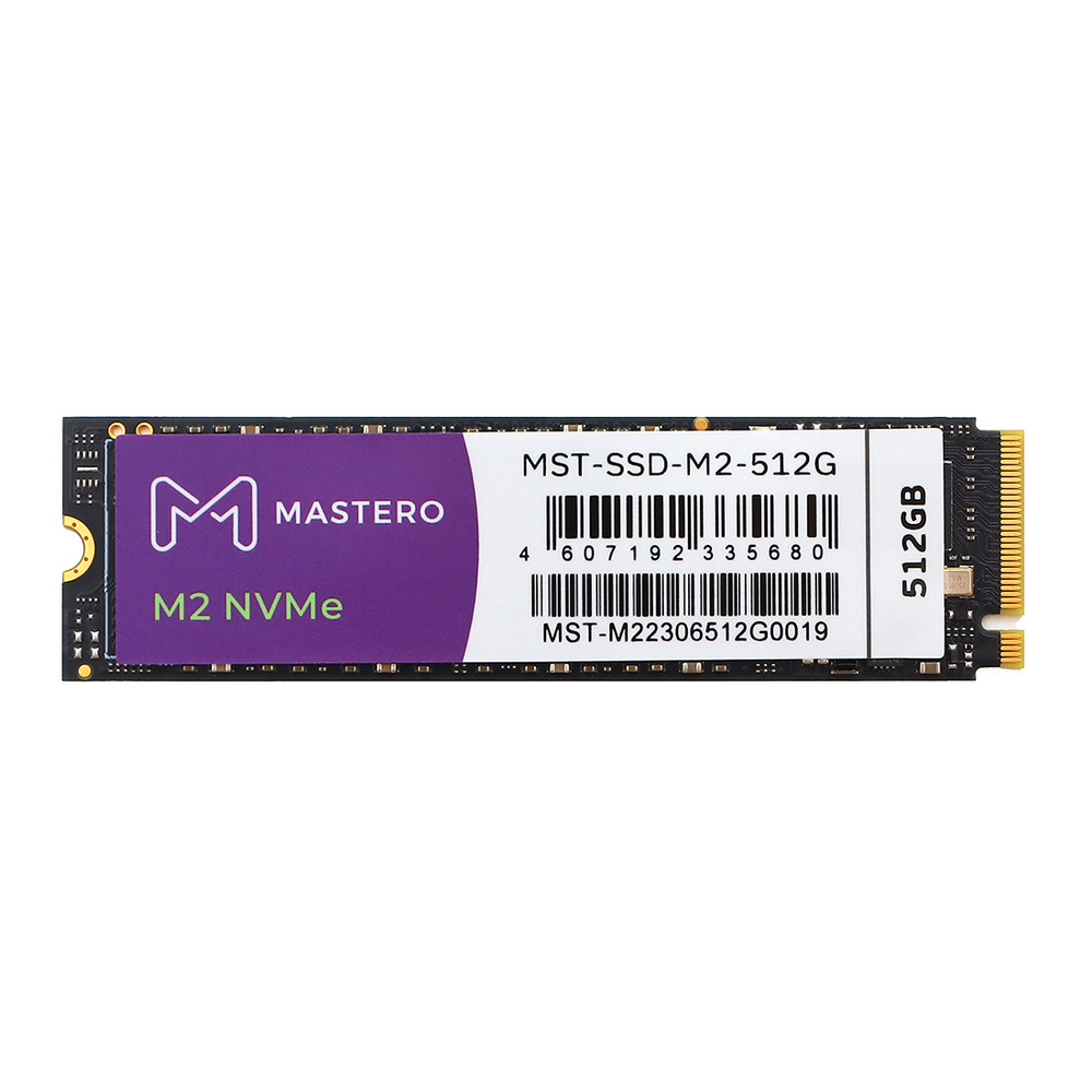 SSD Mastero 512Гб, M.2 2280, NVMe, Retail, TLC, PCIe3.0, Чтение:3300мб/с, Запись:2700мб/с (MST-SSD-M2-512G)