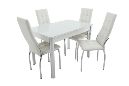 Стол Аврора Гамбург 2, Белый/Стекло белое